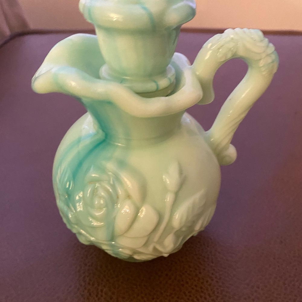Avon Turquoise Green Milk Glass Decanter - Picture 3 of 4